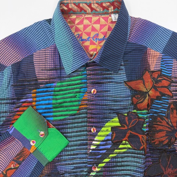 Robert Graham Button Shirt Men's Large Limited Edition Canyon Flower Embroidered